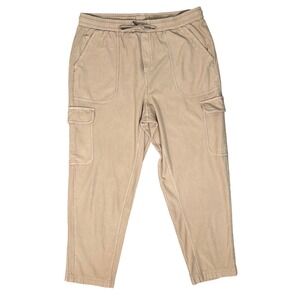 Athleta Farallon Cargo Jogger Pants Size-12 Tan Cropped Stretchy Hiking Yoga